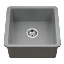 Houzer Platus 20 inch Gray Fireclay Undermount Square Single Bowl Bar Sink - PTB-2020 GR