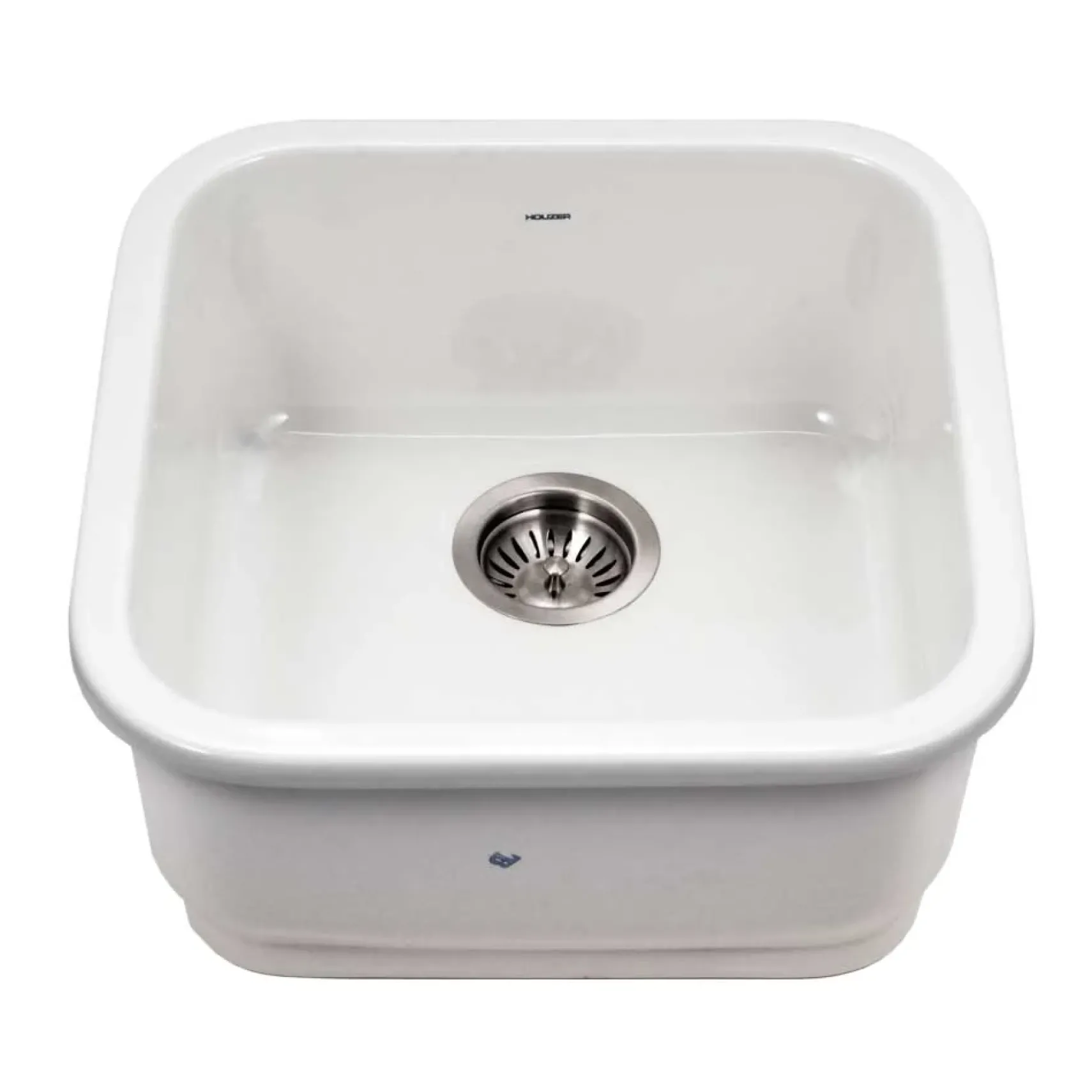 Houzer Platus 19 inch White Fireclay Undermount Square Bar Sink with Strainer & Grid- PTB-1919 WH-C