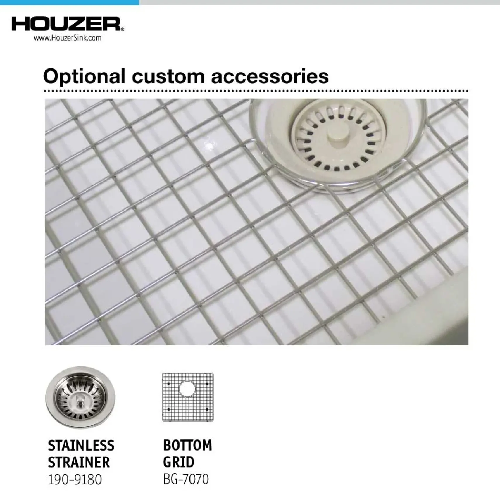 Houzer Platus 19 inch White Fireclay Undermount Square Bar Sink with Strainer & Grid- PTB-1919 WH-C