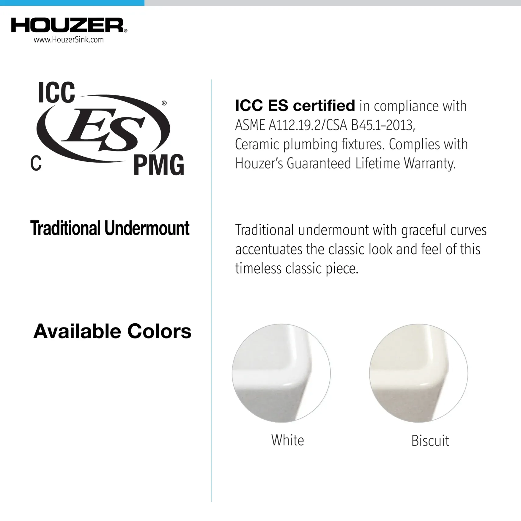 Houzer Platus 13 inch White Fireclay Undermount Single Bowl Bar Sink with Strainer & Grid - PTB-1318 WH-C