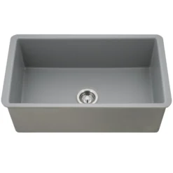 Houzer Platus 18" Undermount Fireclay Kitchen Sink, Gray, PTU-3600 GR