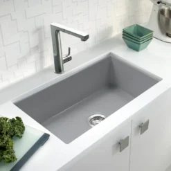 Houzer Platus 18" Undermount Fireclay Kitchen Sink, Gray, PTU-3600 GR