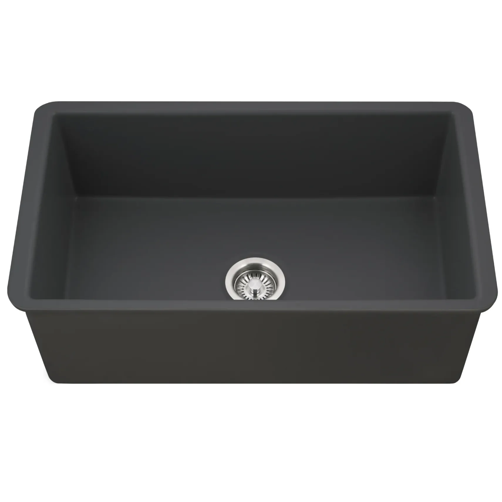 Houzer Platus 18" Undermount Fireclay Kitchen Sink, Black, PTU-3600 BL