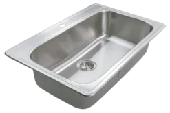 Houzer Premier 33 inch Stainless Steel Drop-in Topmount 1-hole Single Bowl Kitchen Sink with Strainer & Grid - 18 Gauge, PGS-3122-1-C