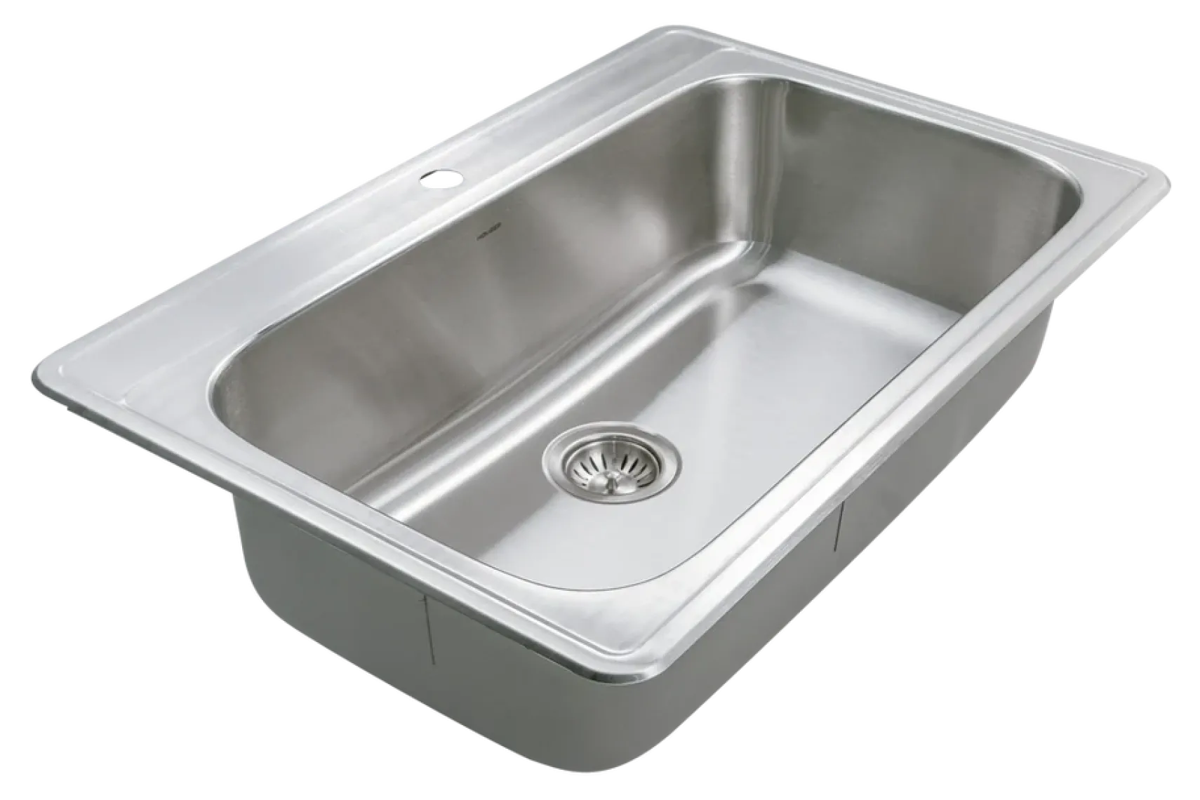 Houzer Premier 33 inch Stainless Steel Drop-in Topmount 1-hole Single Bowl Kitchen Sink with Strainer & Grid - 18 Gauge, PGS-3122-1-C