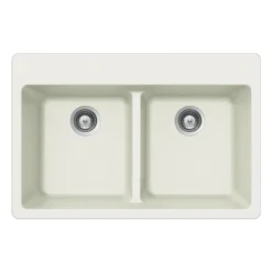 Houzer Quartztone 33" Cloud Granite Composite Drop-in Topmount 50/50 Double Bowl Kitchen Sink - M-200 CLOUD