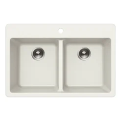 Houzer Quartztone 33 inch Cloud Granite Composite Drop-in Topmount 50/50 Double Bowl Kitchen Sink - M-300 CLOUD
