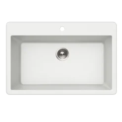 Houzer Quartztone 33 inch Cloud Granite Composite Topmount Single Bowl Kitchen Sink, V-300 CLOUD