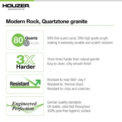 Houzer Quartztone 33 inch Linen Granite Composite Undermount Single Bowl Kitchen Sink - V-100U LINEN