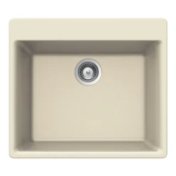 Houzer Quartztone 24 inch Linen Granite Composite Drop-in Topmount Single Bowl Kitchen Sink - G-100 LINEN