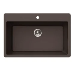 Houzer Quartztone 33 inch Mocha Granite Composite Topmount Single Bowl Kitchen Sink - V-300 MOCHA