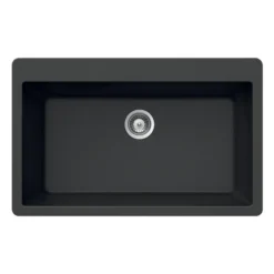 Houzer Quartztone 33 inch Midnite Granite Composite Topmount Single Bowl Kitchen Sink, V-100 MIDNITE