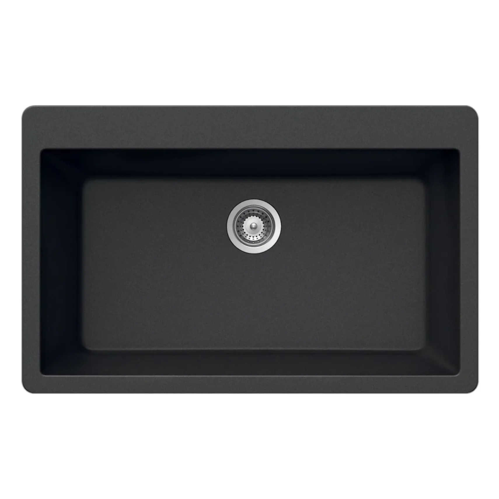 Houzer Quartztone 33 inch Midnite Granite Composite Topmount Single Bowl Kitchen Sink, V-100 MIDNITE