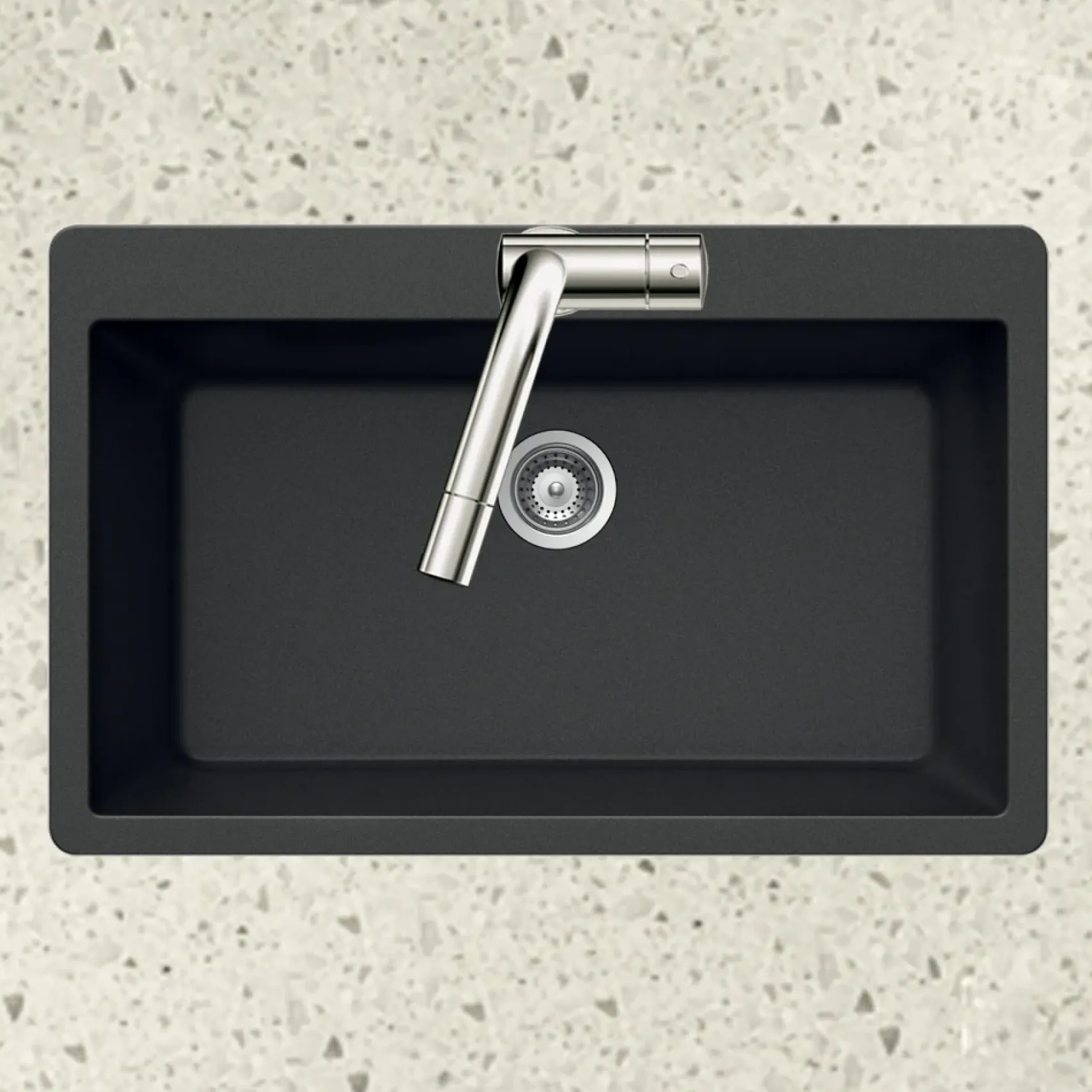 Houzer Quartztone 33 inch Midnite Granite Composite Topmount Single Bowl Kitchen Sink, V-100 MIDNITE