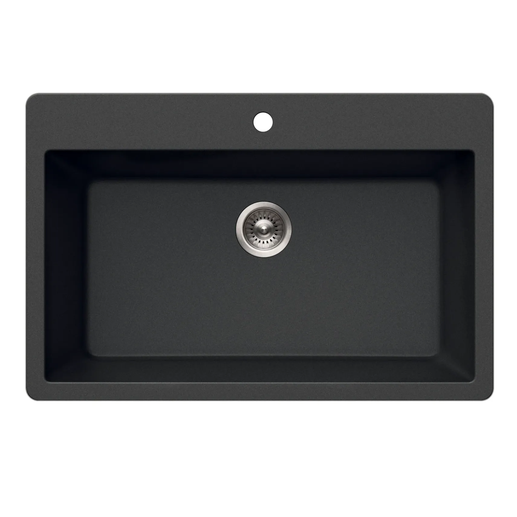 Houzer Quartztone 33 inch Midnite Granite Composite Topmount Single Bowl Kitchen Sink - V-300 MIDNITE