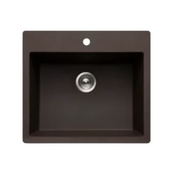 Houzer Quartztone 25 inch Mocha Granite Composite Drop-in Topmount Single Bowl Kitchen Sink - G-300 MOCHA