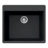 Houzer Quartztone 24 inch Midnite Granite Composite Drop-in Topmount Single Bowl Kitchen Sink - G-100 MIDNITE