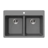 Houzer Quartztone 33 inch Slate Granite Composite Drop-in Topmount 50/50 Double Bowl Kitchen Sink - M-300 SLATE