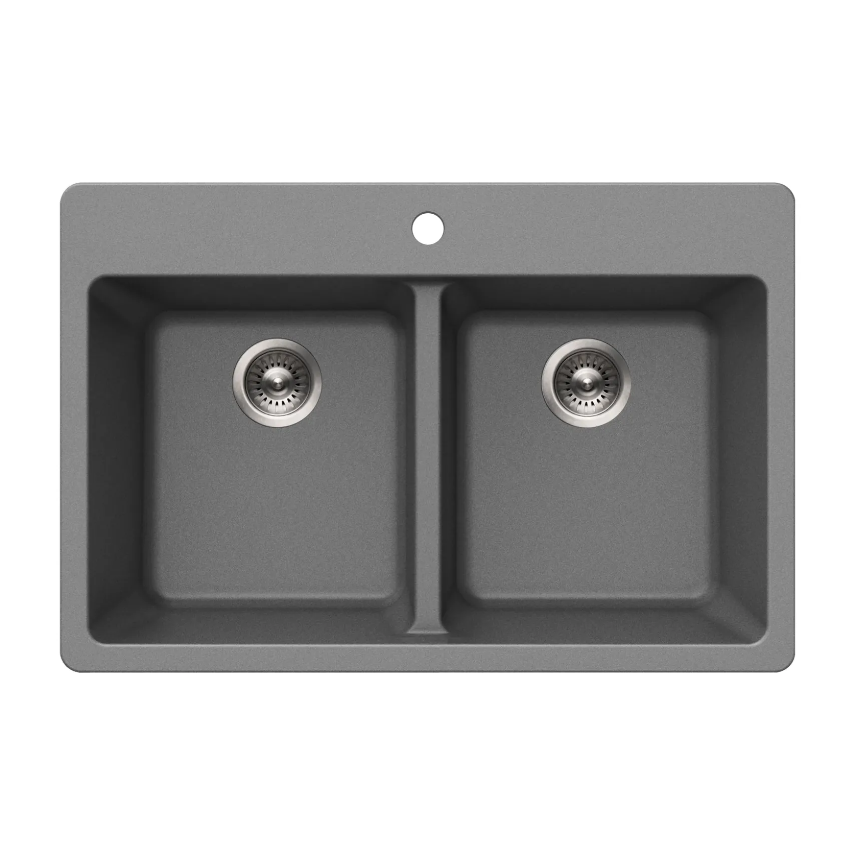 Houzer Quartztone 33 inch Slate Granite Composite Drop-in Topmount 50/50 Double Bowl Kitchen Sink - M-300 SLATE