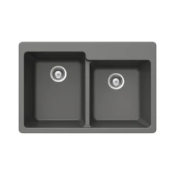 Houzer Quartztone 33 inch Slate Granite Composite Drop-in Topmount 60/40 Double Bowl Kitchen Sink - M-175 SLATE
