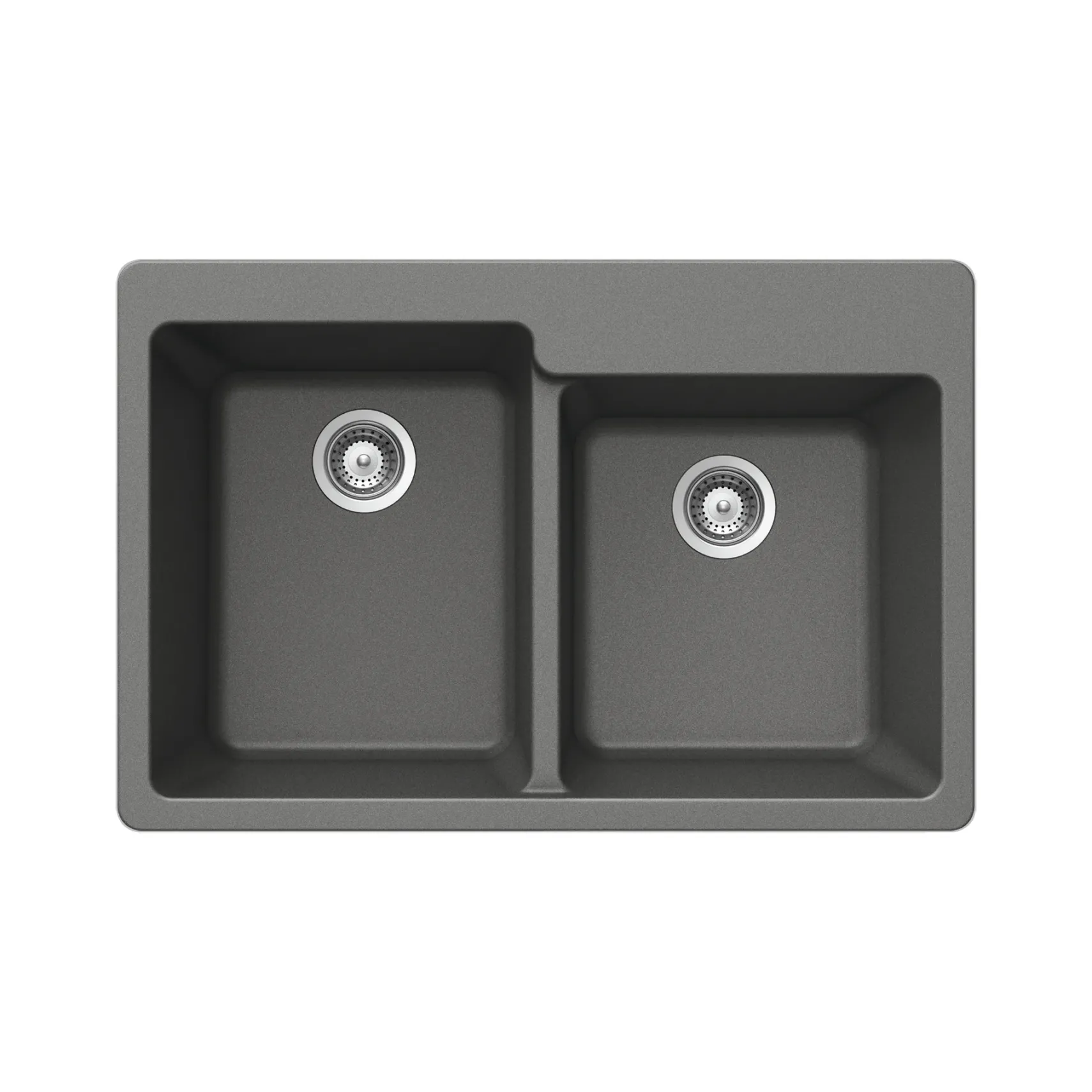 Houzer Quartztone 33 inch Slate Granite Composite Drop-in Topmount 60/40 Double Bowl Kitchen Sink - M-175 SLATE