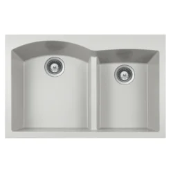Houzer Quartztone 33 inch Thunder Drop-in Topmount 60/40 Double Bowl Granite Kitchen Sink - Granite Composite, P-175 THUNDER