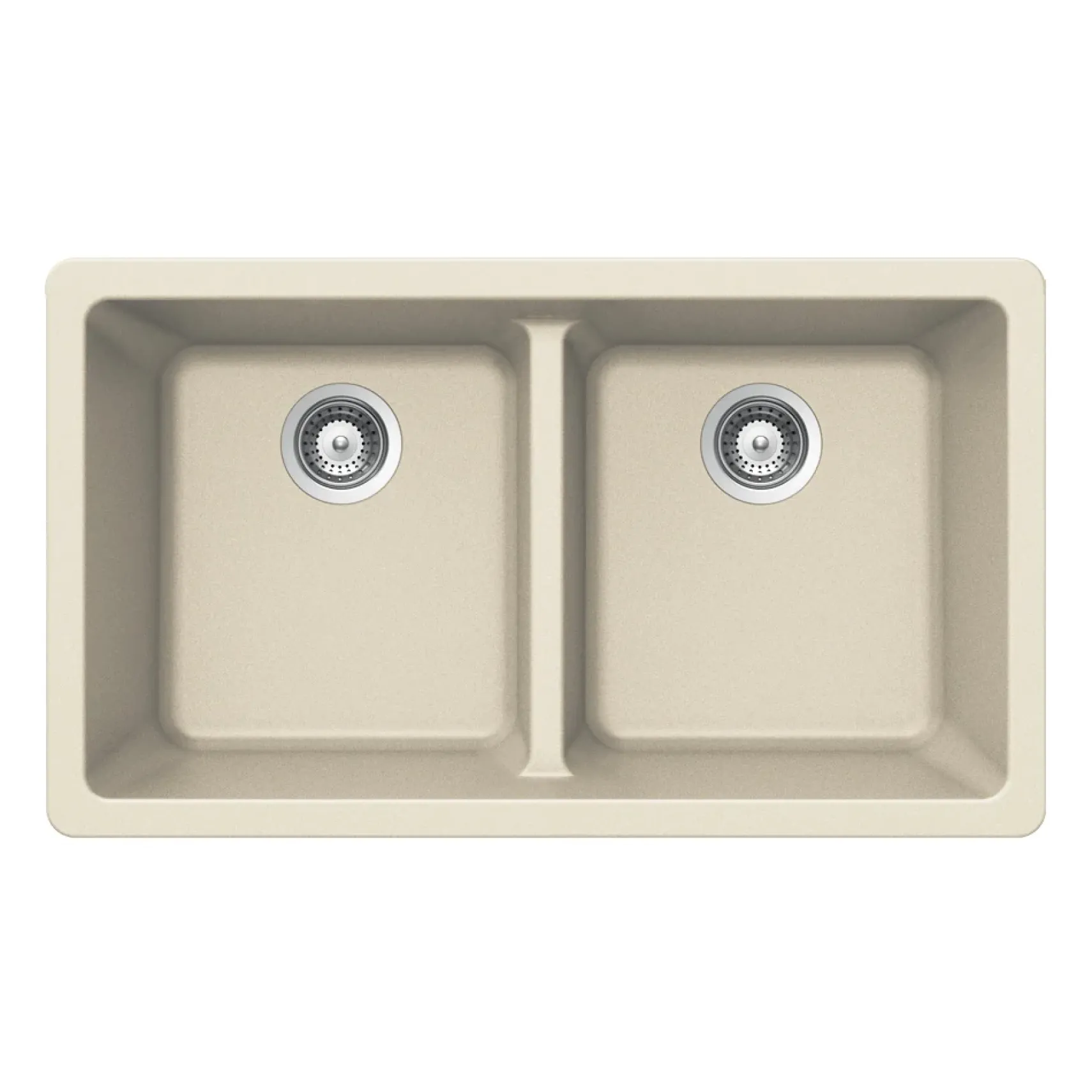 Houzer Quartztone 33" Linen Granite Composite Undermount 50/50 Double Bowl Kitchen Sink - M-200U LINEN