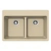 Houzer Quartztone 33" Mocha Granite Composite Drop-in Topmount 50/50 Double Bowl Kitchen Sink - M-200 SAND