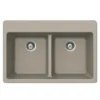 Houzer Quartztone 33" Taupe Granite Composite Drop-in Topmount 50/50 Double Bowl Kitchen Sink - M-200 TAUPE