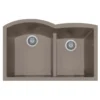 Houzer Quartztone 33" Undermount Granite Kitchen Sink, 60/40 Double Bowl, Taupe, P-175U Taupe