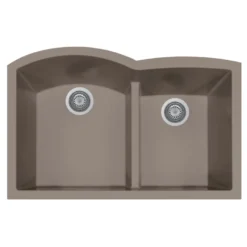 Houzer Quartztone 33" Undermount Granite Kitchen Sink, 60/40 Double Bowl, Taupe, P-175U Taupe