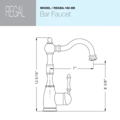 Houzer Regal Solid Brass Bar Faucet Antique Brass, REGBA-160-AB