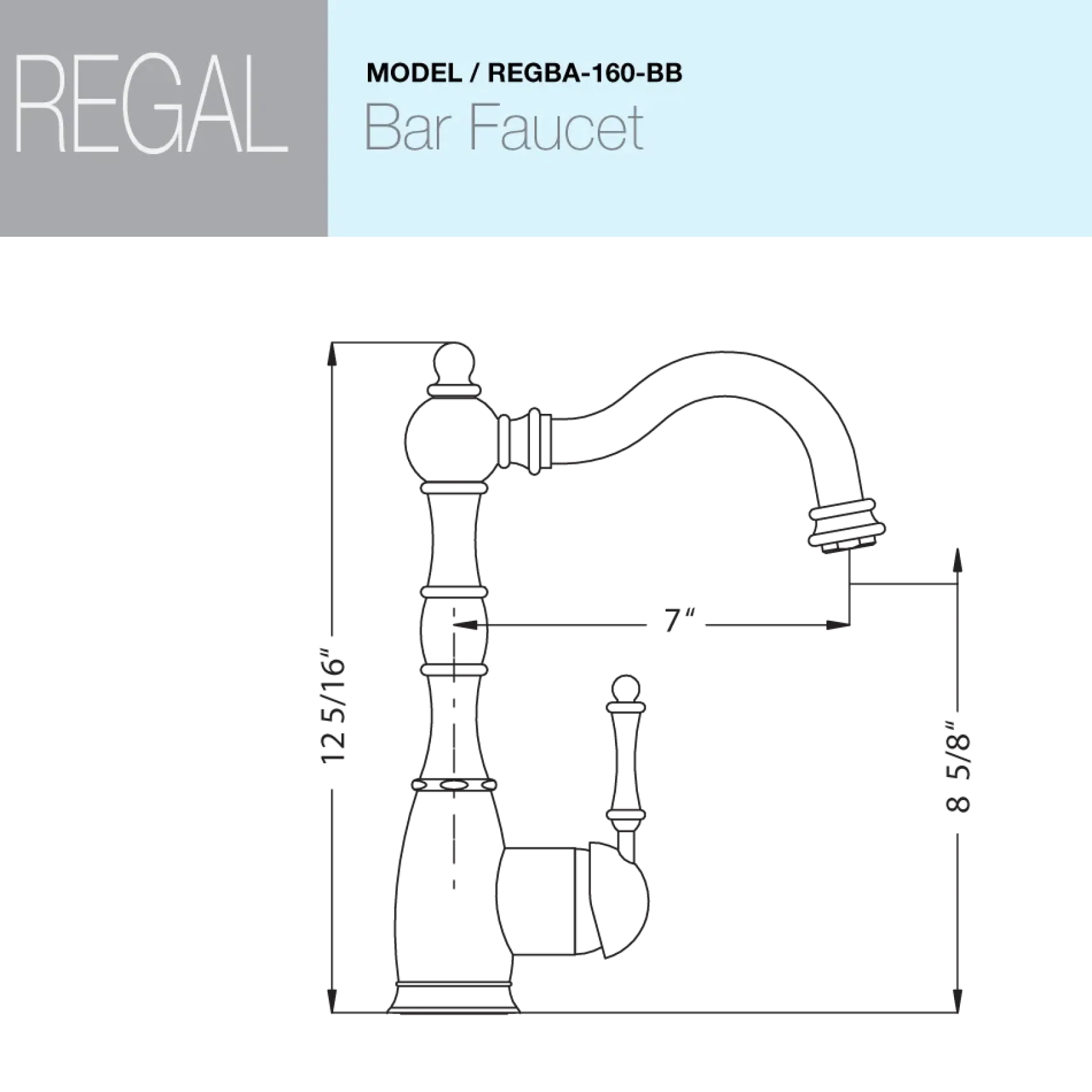 Houzer Regal Solid Brass Bar Faucet Brushed Brass, REGBA-160-BB
