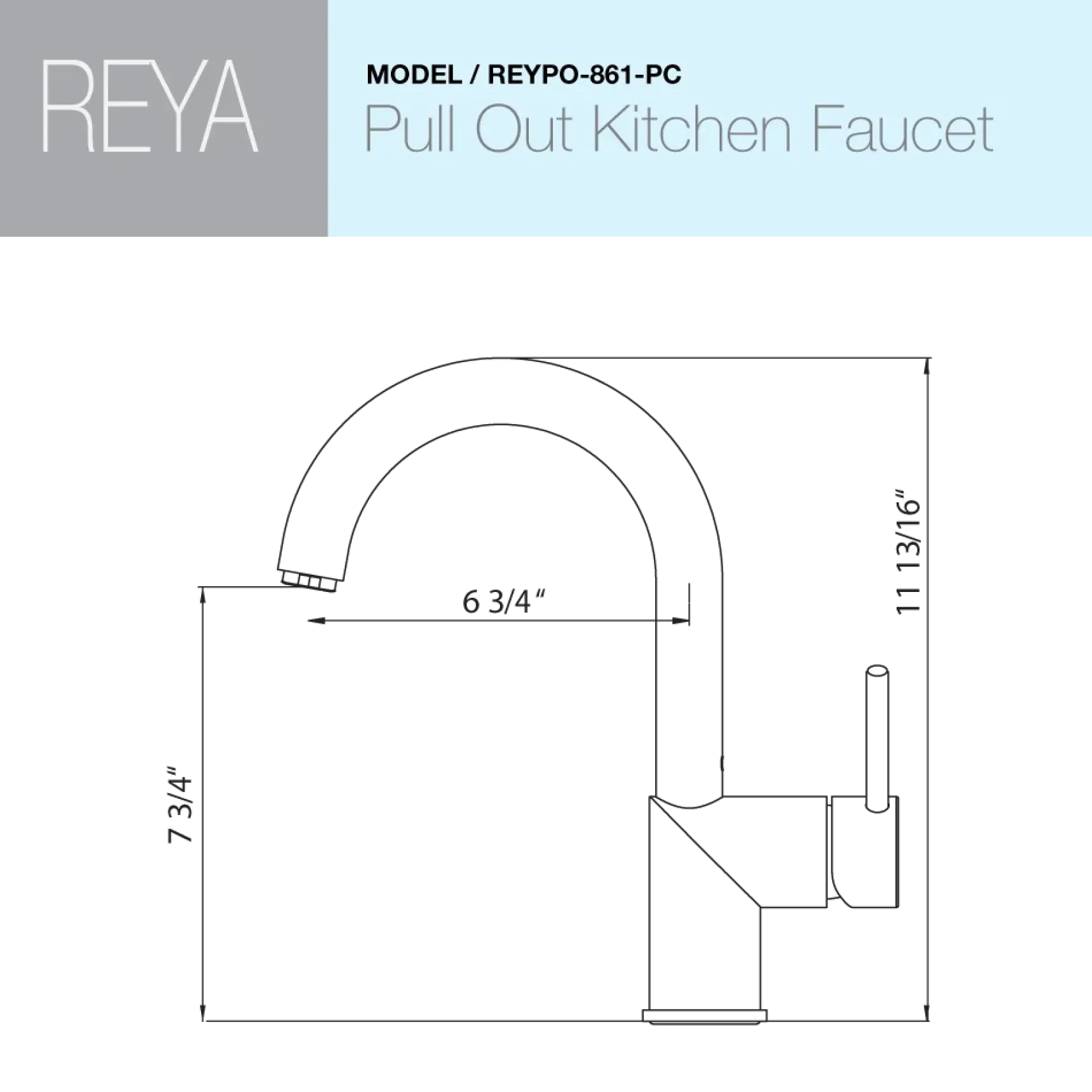 Houzer Reya Pull Out Kitchen Faucet with CeraDox Technology Polished Chrome, REYPO-861-PC