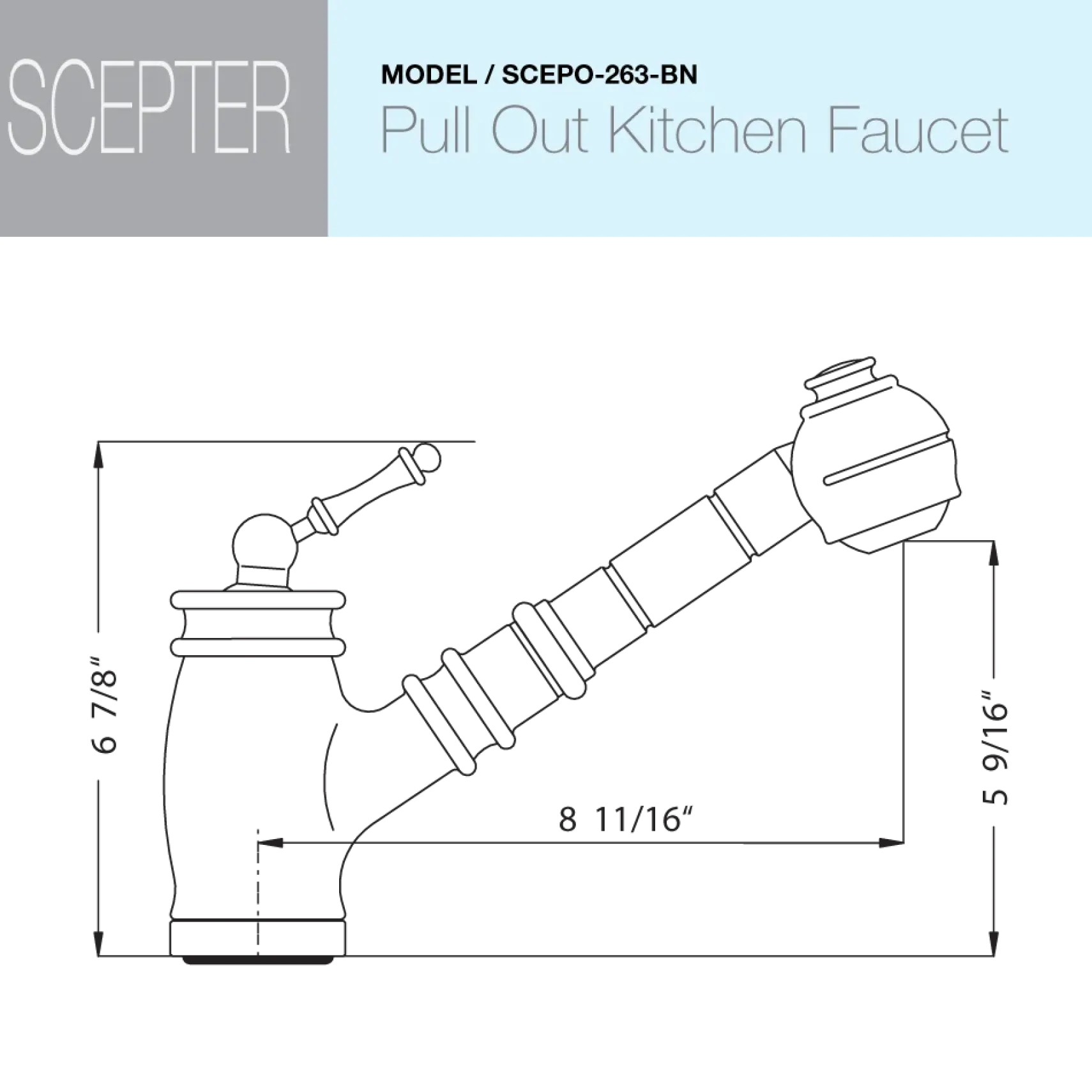 Houzer Scepter Pull Out Solid Brass Kitchen Faucet Brushed Nickel, SCEPO-263-BN