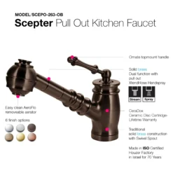 Houzer Scepter Pull Out Solid Brass Kitchen Faucet Oil Rubbed Bronze, SCEPO-263-OB
