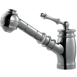 Houzer Scepter Pull Out Traditional Solid Brass Kitchen Faucet CeraDox Technology Polished Chrome, SCEPO-263-PC