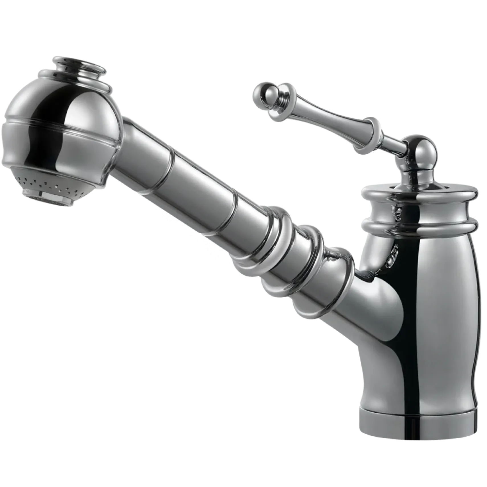 Houzer Scepter Pull Out Traditional Solid Brass Kitchen Faucet CeraDox Technology Polished Chrome, SCEPO-263-PC