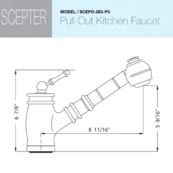 Houzer Scepter Pull Out Traditional Solid Brass Kitchen Faucet CeraDox Technology Polished Chrome, SCEPO-263-PC