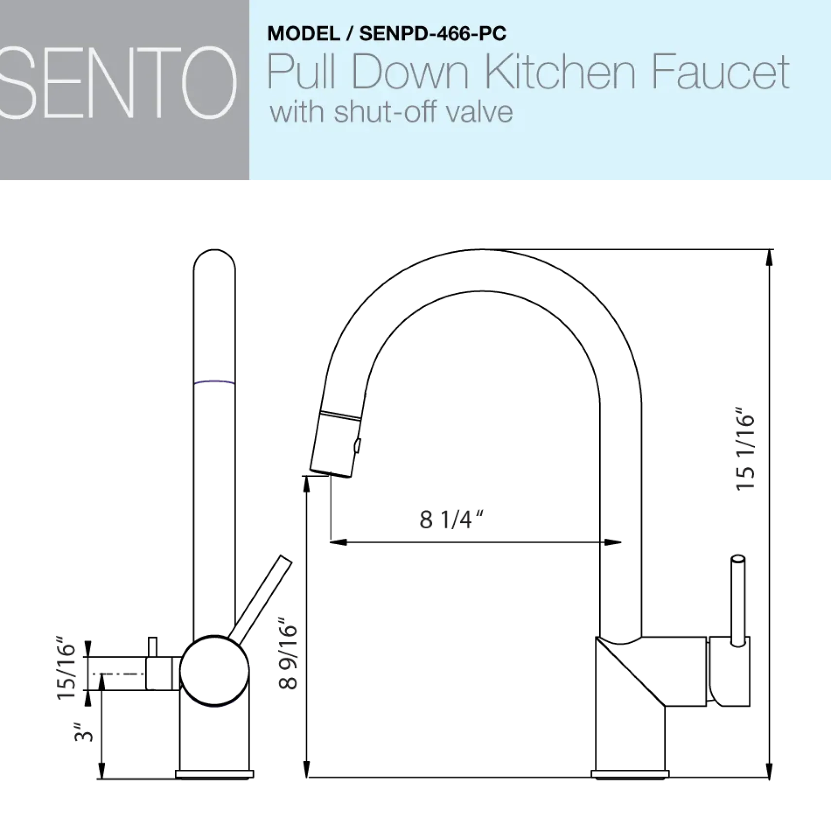 Houzer Sentinel Pull Down Kitchen Faucet with Hot Water Safety Switch Polished Chrome, SENPD-466-PC
