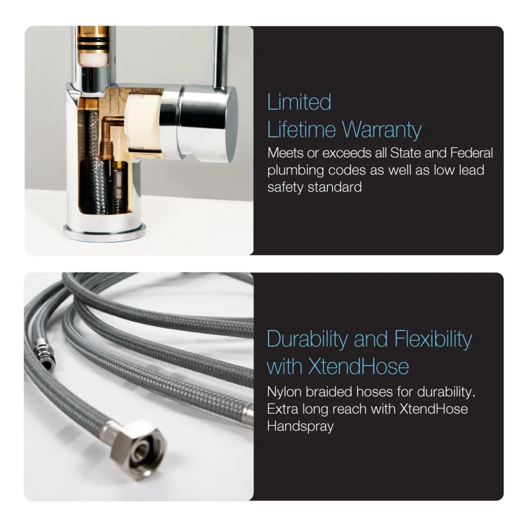 Houzer Sentinel Pull Down Kitchen Faucet with Hot Water Safety Switch Polished Chrome, SENPD-466-PC