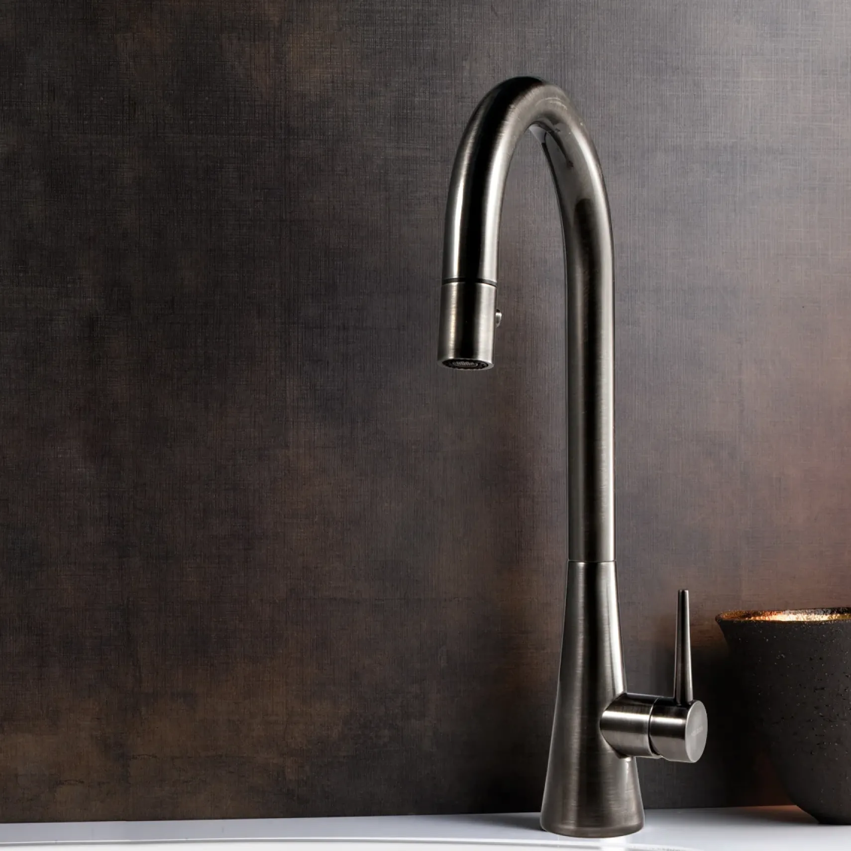 Houzer Soma 1.75 GPM Lever Brass Kitchen Faucet, Pull Down, Pewter, SOMPD-669-PW