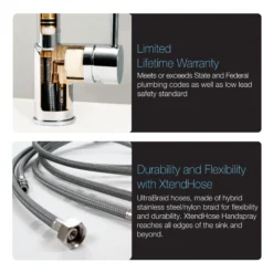 Houzer Soma 1.75 GPM Lever Brass Kitchen Faucet, Pull Down, Pewter, SOMPD-669-PW