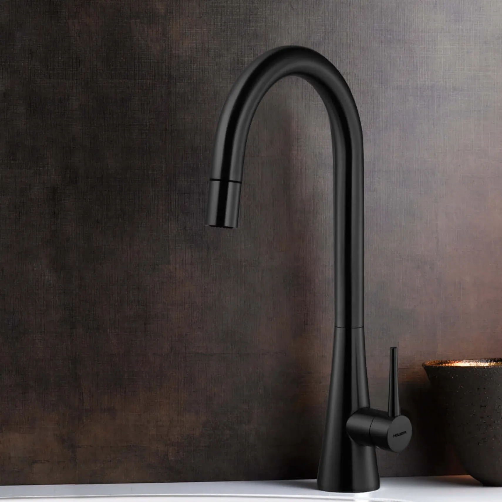 Houzer Soma 1.75 GPM Lever Brass Kitchen Faucet, Pull Down, Matte Black, SOMPD-669-MB