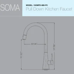 Houzer Soma Pull Down Kitchen Faucet with CeraDox Technology Polished Chrome, SOMPD-669-PC