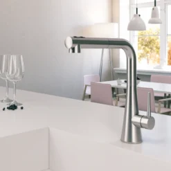 Houzer Soma Pull Out Kitchen Faucet Brushed Nickel, SOMPO-665-BN