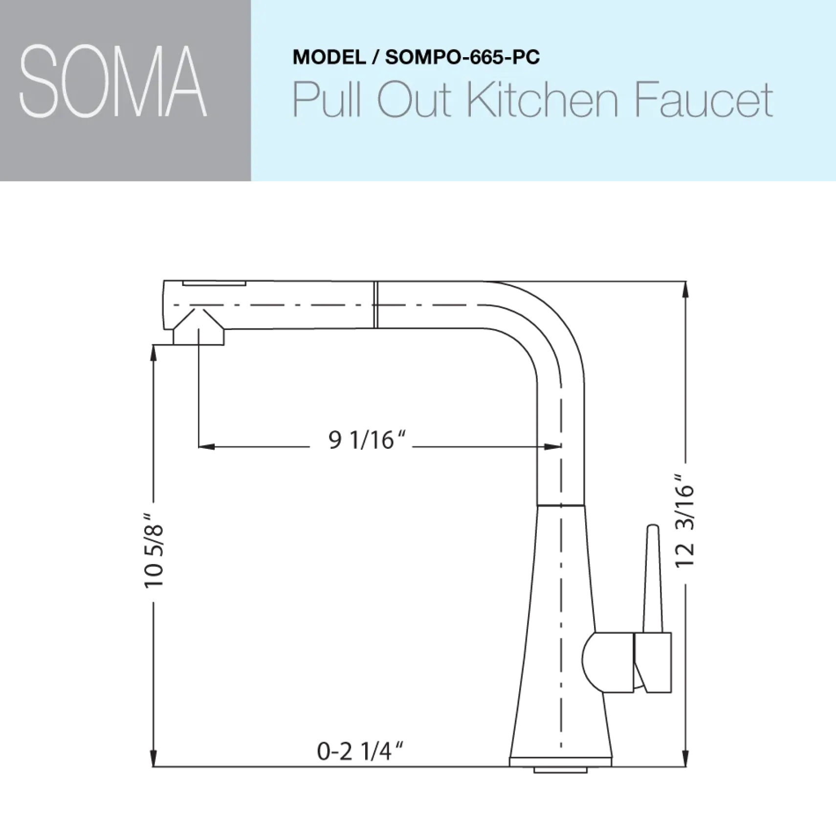 Houzer Soma Pull Out Kitchen Faucet with CeraDox Technology Polished Chrome, SOMPO-665-PC