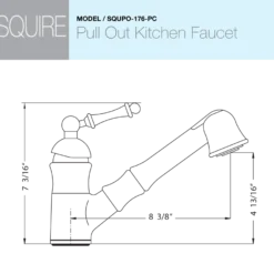 Houzer Squire Pull Out Traditional Kitchen Faucet with CeraDox Technology Polished Chrome, SQUPO-176-PC