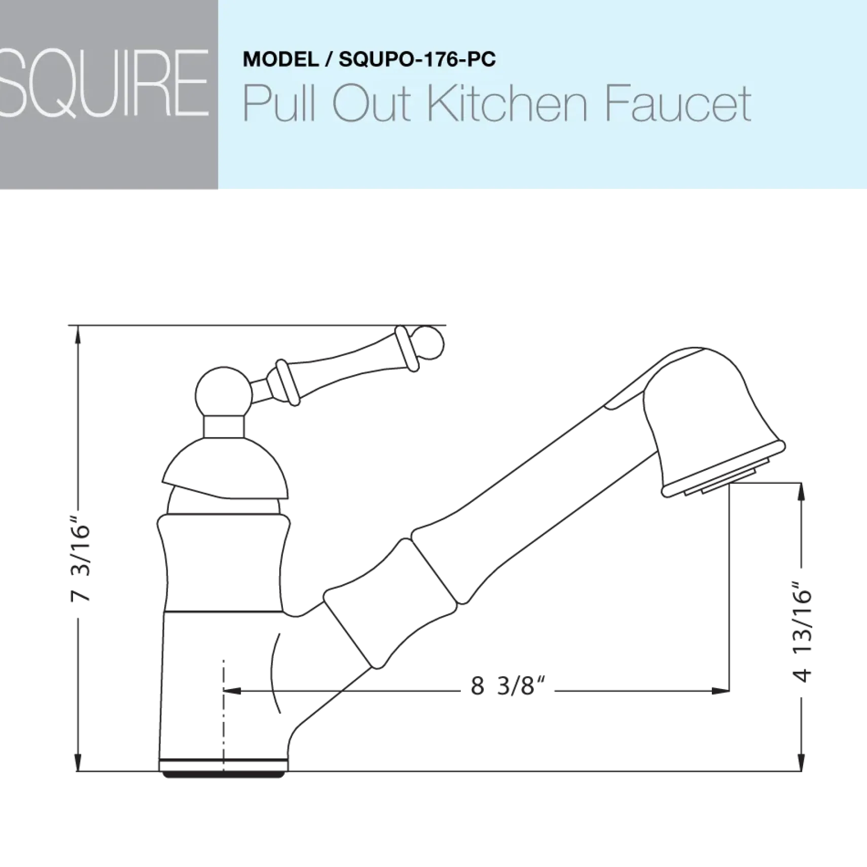 Houzer Squire Pull Out Traditional Kitchen Faucet with CeraDox Technology Polished Chrome, SQUPO-176-PC