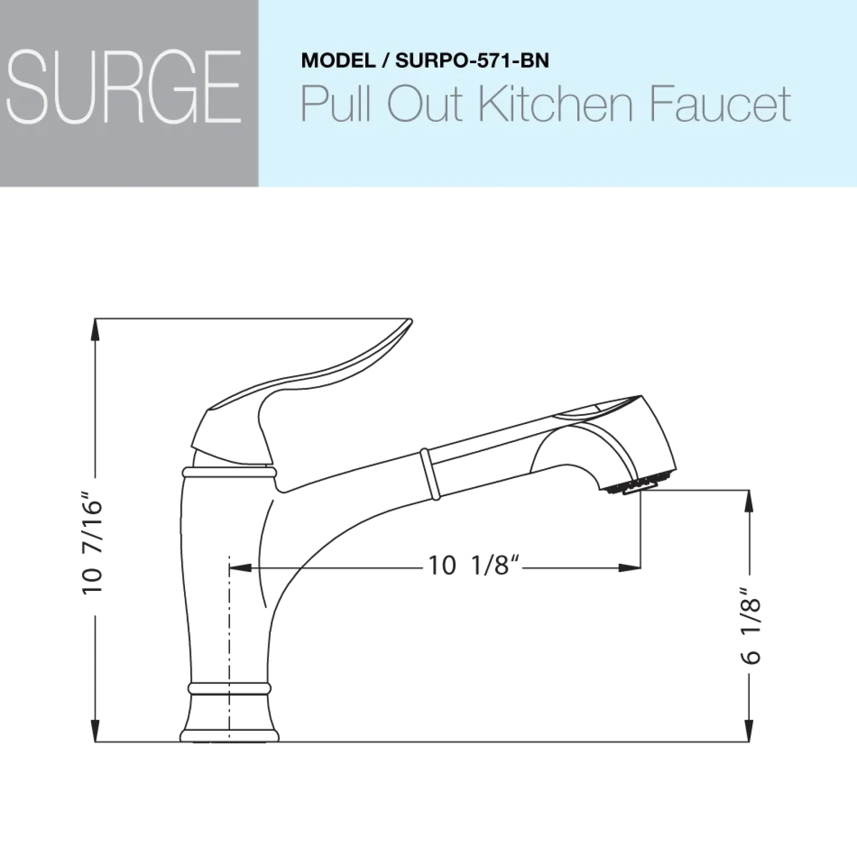 Houzer Surge Pull Out Kitchen Faucet Brushed Nickel, SURPO-571-BN
